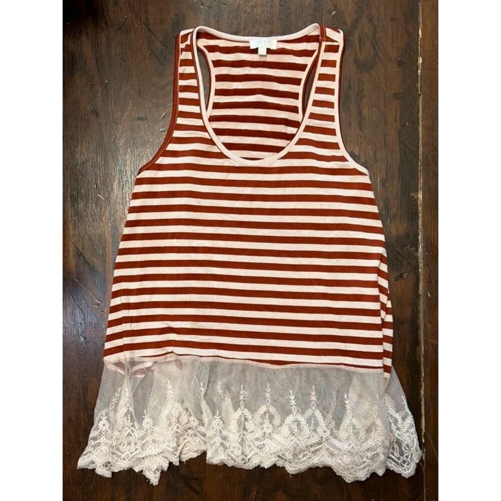 Umgee Orange/White Striped Tank Top Size Large